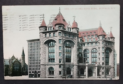 #ad Vintage Erie Co. Saving Bank BLDG Buffalo N.Y. Post Card Mailed 1912 $9.99