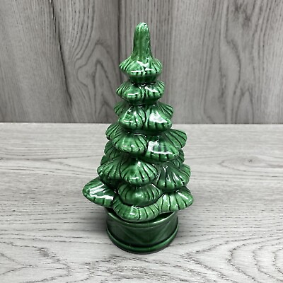 #ad Ceramic Full Green 7quot; Christmas Tree With Base Non Light Vintage Holidays $21.99