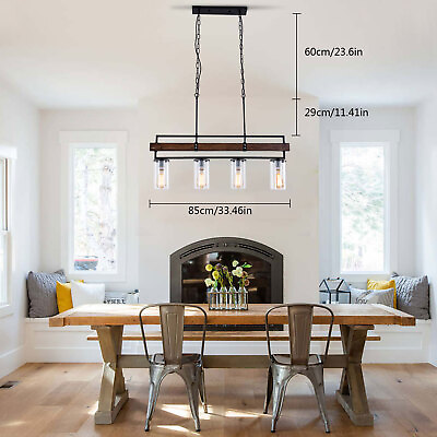 #ad 4 Light Farmhouse Dining Room Light Fixtures Over Table Chandelier for Kitchen $57.95