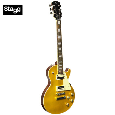 #ad Stagg Standard Series L Style Solid Mahogany Electric Guitar Gold SEL STD GOLD $289.99