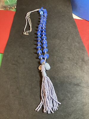 #ad Chicos Blue Pendant Tassel Necklace 30” Plus Tassel 3” 135 $45.00