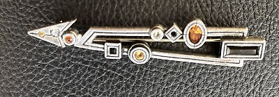 #ad Patricia Locke Crystal Arrow Pin Brooch Brass Gold Tone Cute Multicolor Pin BIN $45.00
