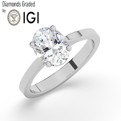 #ad Oval Solitaire 14K White Gold Engagement Ring 1.00 ct Lab grown IGI $854.05