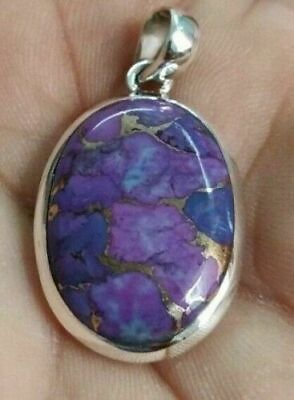 #ad Copper Purple Turquoise Gemstone Pendant925Sterling Silver JewelryJewelry Gift $230.36