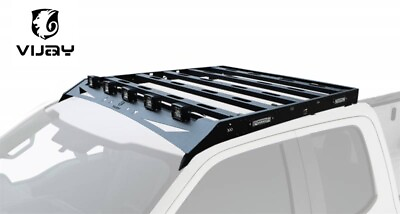 #ad Vijay Black Steel Roof Rack Luggage Carrier W LED Lights For 2009 2014 Ford F150 $389.99