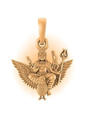 #ad 92.5 Sterling Silver 22k Gold Plated God Shani Dev Pendant $33.64