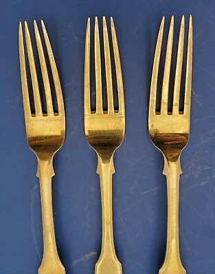 #ad 3 Russian Sterling Silver Vermeil Luncheon Forks $211.65