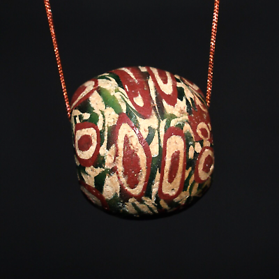 #ad Authentic Large Ancient Roman Islamic Gabri Glass Bead with Rare Pattern $250.00
