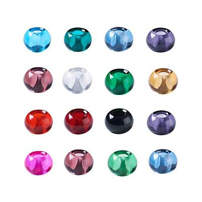 #ad 200Pcs Large Hole Lampwork Glass European Spacer Beads 14x8.5 10mm Slide Char... $37.91