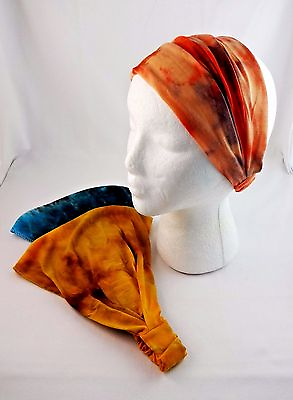 #ad Tie Dye Headband Extra Wide Fabric Stretch Tapered Elastic Back Kerchief $9.99