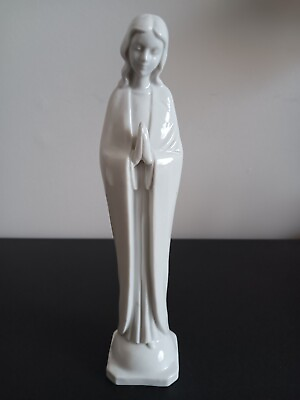 #ad Praying Virgin Mary Statue 9quot; White Glazed Ceramic $15.00
