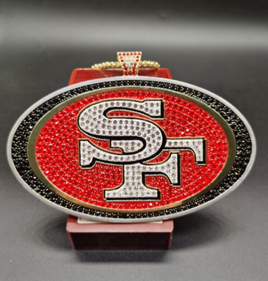 #ad San Francisco SF 49ERS Logo Team Necklace Pendant Big Bling V Neck chain 24 Inch $47.70