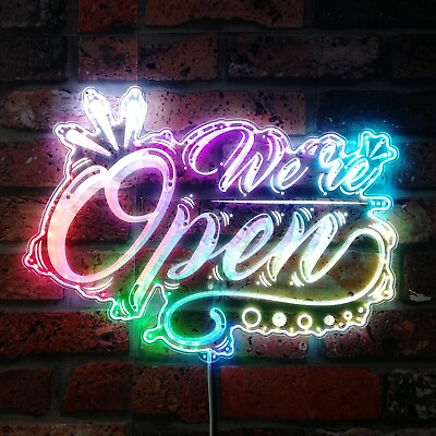 #ad ADVPRO We#x27;re Open Shop Cafe Restaurant RGB Dynamic Glam LED Sign st06 fnd i0219 $114.39