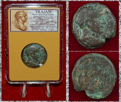 #ad Ancient Roman Empire Coin TRAJAN Tyche On Galley Rare Ascalon Philistia Mint $74.90