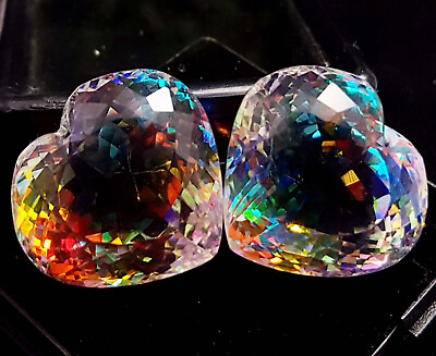 #ad Mystic Topaz AAA Pair Loose Gemstone Mystic Quartz Heart Shape 58 Ct Loose Gems $46.54