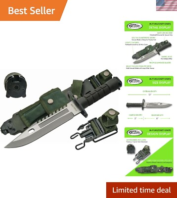 #ad Versatile Sawback Clip Point Knife 13 Inch Tactical Blade with Sheath Included $69.99