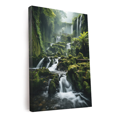 #ad Captivating Shot Of Cascading Waterfall In Lush Rainforest Canvas Wall Art $59.99