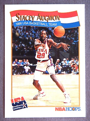 #ad Stacey Augmon NBA Hoops 1991 Basketball Card 1988 USA Basketball Team LN $1.99
