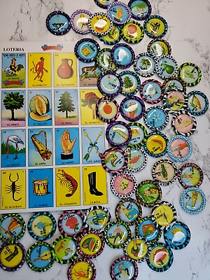 #ad 54 Mexican Loteria DECK CHIP Bottle cap amp; 10 boards for PARTY FIESTA gift game $35.00
