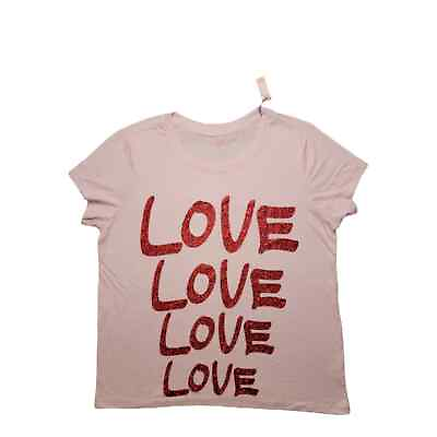 #ad NWT Victoria#x27;s Secret Light Pink with red glitter LOVE words Size Medium $18.00