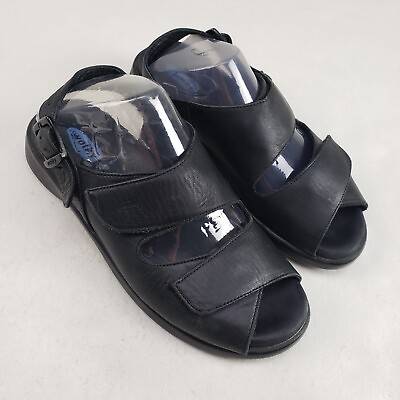 #ad Wolky Nimes Leather Slingback Sandal Womens 7 EU 38 Black Open Toe Comfort Shoe $40.00