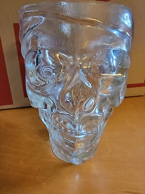 #ad 24 oz Large Pirate Skull Glass Beer Ale Mug Treasure Island $17.10