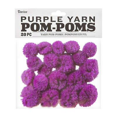 #ad Darice Purple Yarn Pom Poms 1quot; amp; 1.5quot; inches Pack of 20 Craft $3.99
