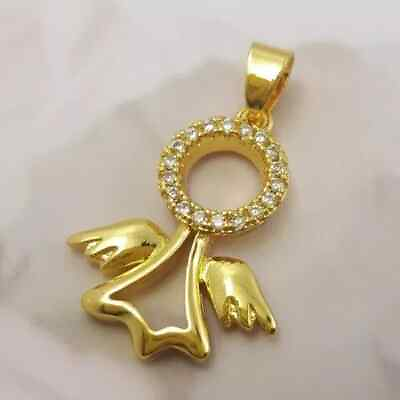 #ad 0.50Ct Round Cut Real Moissanite Angel Wing Pendant 14K Yellow Gold Plated $179.99