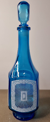 #ad Vintage Cobalt Blue Bohemian Decanter amp; Stopper Made in Belgium 0.5L AU $399.99