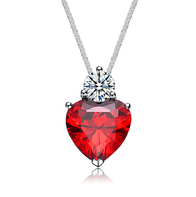 #ad Women 925 Sterling Silver Heart with Crystal 14K White Gold Pendant Necklace $26.98