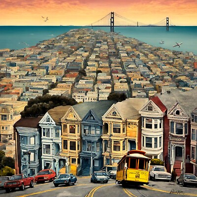#ad large original artwork on canvas 20x20quot;San Francisco 2quot; $52.50