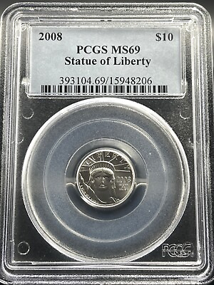 #ad 2008 Platinum Statue of Liberty 1 10oz Eagle $10 PCGS MS 69 $195.00