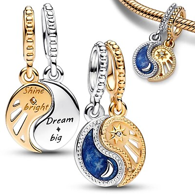 #ad Dream Big Shine Bright Bracelet Charm Double Charm Moon amp; Sun amp; velvet gift bag GBP 9.99