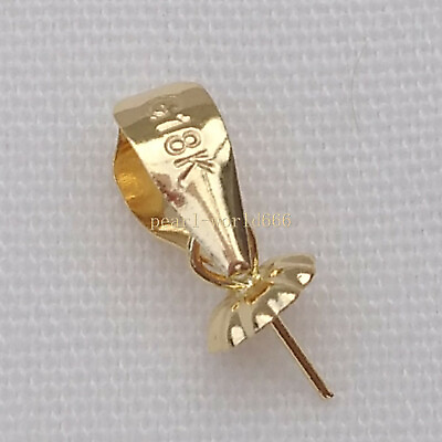 #ad Wholesale 18K gold Pearl Pendant Clasp Bail Pin Setting DIY Jewelry Pendant $26.99