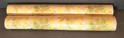 #ad 1960s Vintage Wall Paper Retro Flowers Groovy Colorful Yellow Pink Green 2 Rolls $143.96