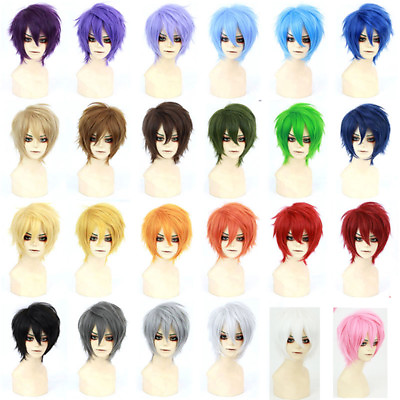 #ad Men Male Short Full Wigs Boys Anime Cosplay Costume Party Synthetic Hair Wig @M $9.39