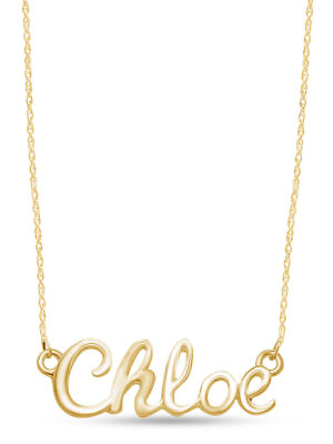 #ad Chloe Name Personalized Dainty Pendant Necklace 10k Yellow Gold $161.99