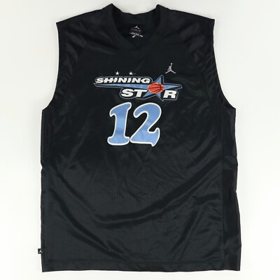 #ad Air Jordan Shining Star Basketball Solid V Neck Jersey Black Men#x27;s XL $7.49
