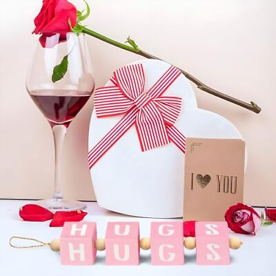 #ad Valentine Bead Block Garland Tiered Tray Decorations Happy Valentine’s Day $18.68