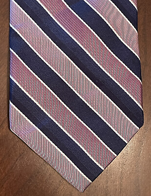 #ad Mario Borelli Pink Blue Hand Made 100% Silk Men’s Neck Tie Made In Usa XL $17.99
