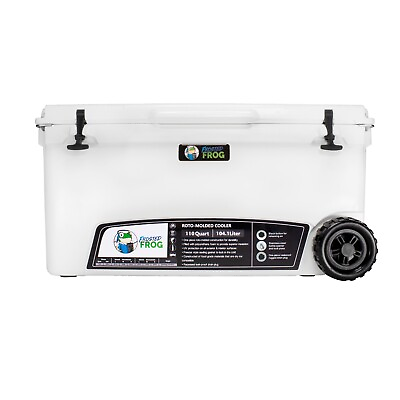 #ad Frosted Frog White 110 Quart Cooler Heavy Duty Ice Chest with Wheels $449.99