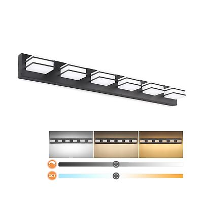 #ad 3 Color Temperature Dimmable Vanity Lights for Bathroom Black 6 Light Bathroo... $143.80