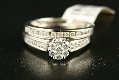 #ad 14K LADIES FLOWER BRIDAL ENGAGEMENT DIAMOND RING .50 CT $599.99