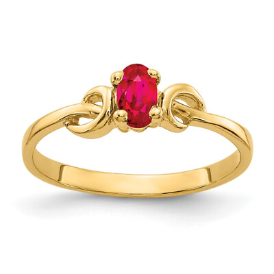 #ad 14K Yellow Gold Oval Red Ruby July Birthstone Ring $307.00
