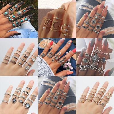 #ad Elegant Women Midi Finger Ring Set Vintage Style Punk Boho Knuckle Rings Jewelry C $2.40