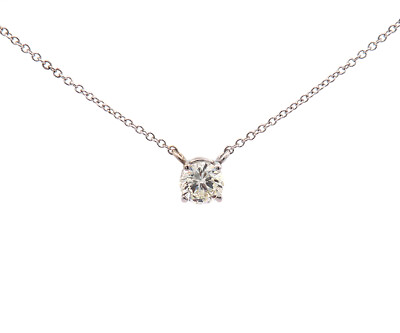 #ad 0.51ct Round Diamond Solitaire Pendant Necklace in 14K $700.00
