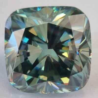 #ad 37 Ct Blue Square Cushion Shape Moissanite Diamond VVS Clarity CustomizedJewelry $441.00