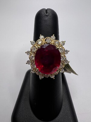 #ad 10.98CT Ruby and Diamond 14K Cocktail Ring Appraised for $6800 $2199.00