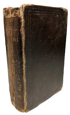 #ad Antiquarian 1884 Welsh Familial Bible Y Bibl Blackfriars Llundain London Worn $71.99