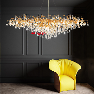 #ad Modern Crystal Chandelier Gold Silver Tree Branch Raindrop Drop Light L180cm $338.43